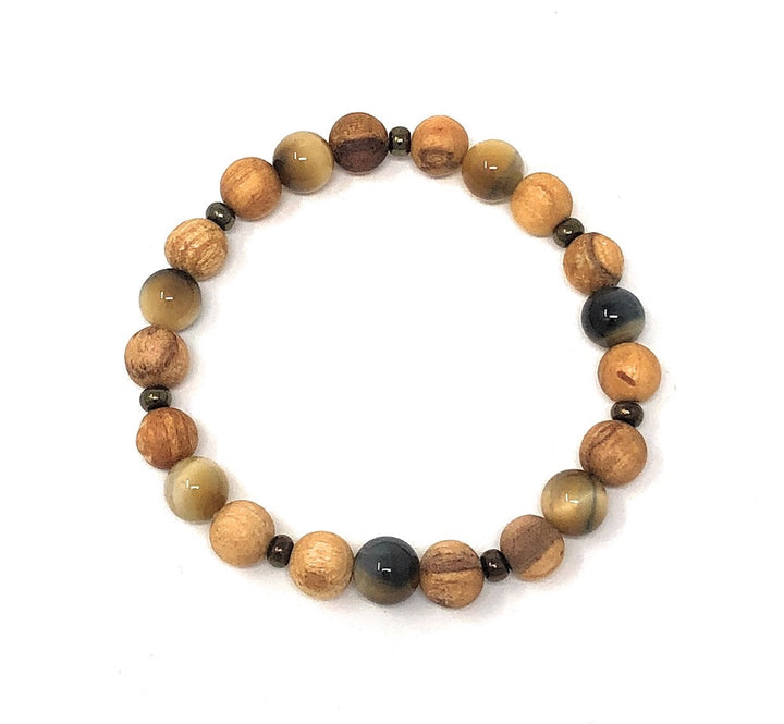 Palo Santo Bracelet: Yellow Tiger's Eye Brilliance