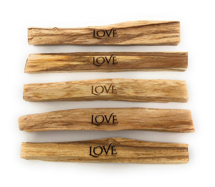 Laser Engraved Palo Santo: Love Sticks (5 Pieces)